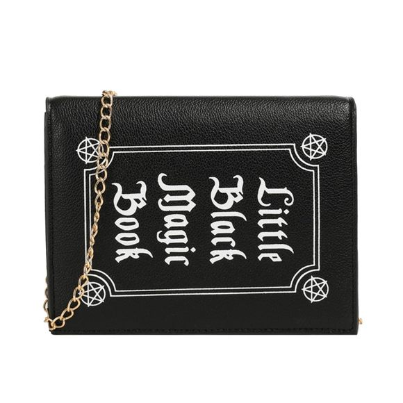 Magic Book Shaped Crossbody Bag Small Letter Print Shoulder Bag Goth Style :D - Picture 1 of 7